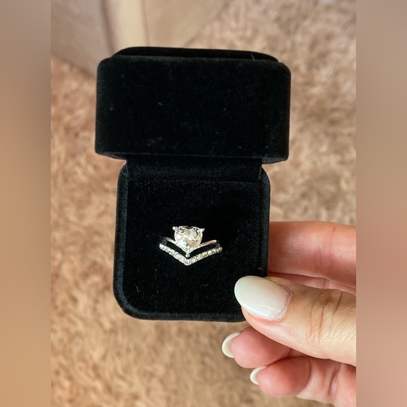 Heart Shaped Diamond Silver Ring Sizes 5 6 7 8 in box NWT New - Picture 7 of 10